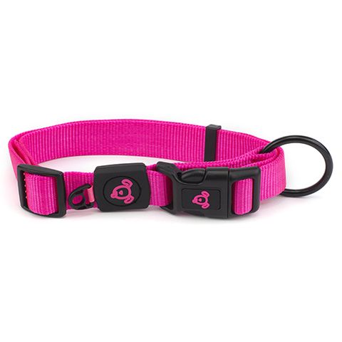 NYLON DOG COLLAR W/ LOGO 25-40CM PINK