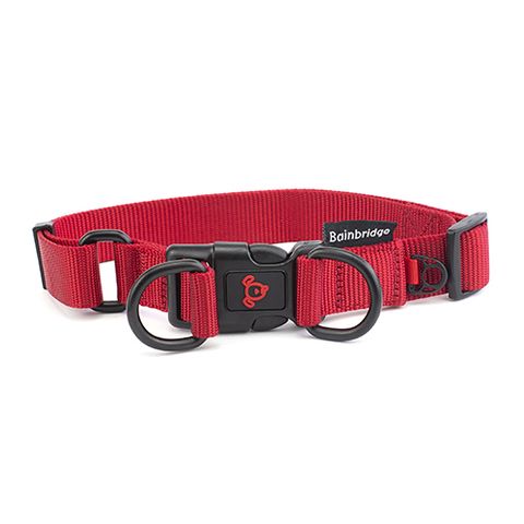 NYLON DOUBLE RING COLLAR MED RED