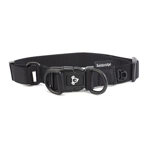 NYLON DOUBLE RING COLLAR LGE BLACK