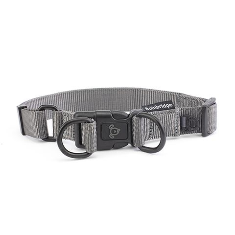 NYLON DOUBLE RING COLLAR MED GREY