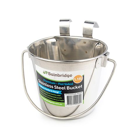 S/S FLAT SIDED BUCKET WITH HOOKS - 1.1L