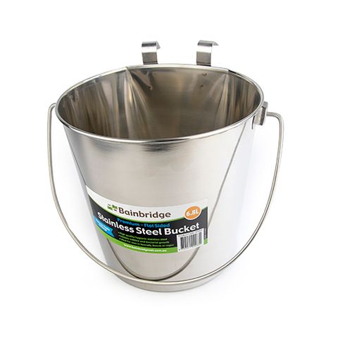 S/S FLAT SIDED BUCKET WITH HOOKS - 6L