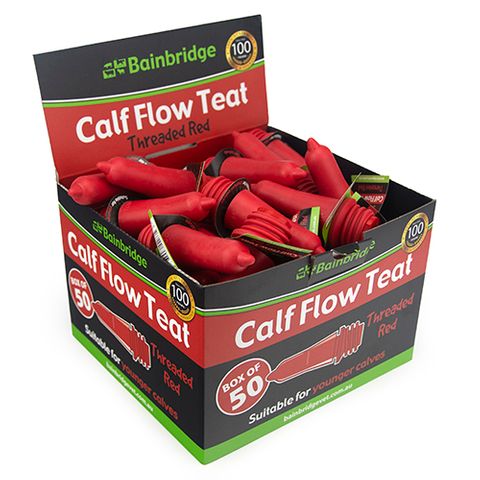 BAINBRIDGE CALF FLOW TEAT - THREADED RED (BOX OF 50)