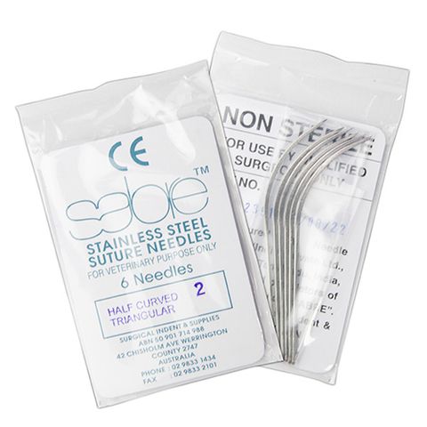 HALF CURVE TRIANGULAR SUTURE - SIZE 2 (102) - 6 PACK