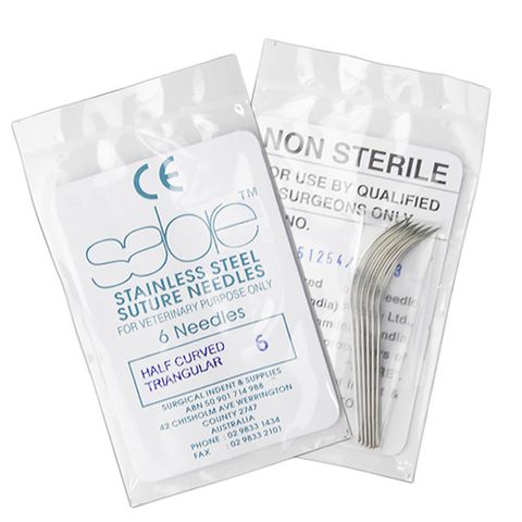 HALF CURVE TRIANGULAR SUTURE - SIZE 6 (102) - 6 PACK