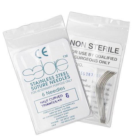 HALF CURVE TRIANGULAR SUTURE - SIZE 8 (102) - 6 PACK