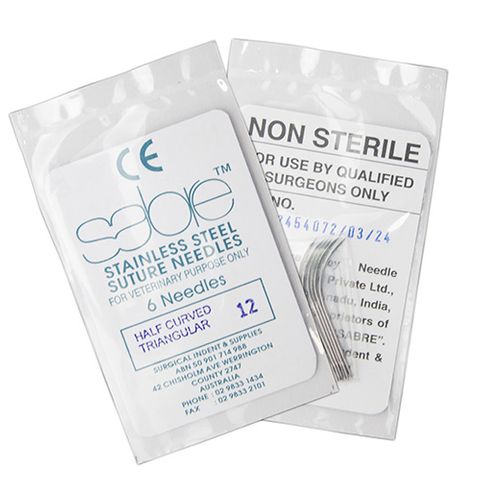 HALF CURVE TRIANGULAR SUTURE - SIZE 12 (102) - 6 PACK