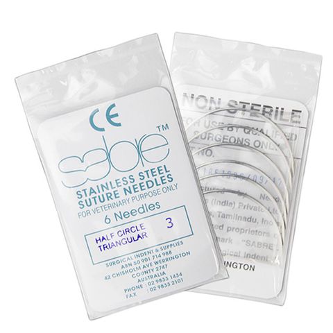 HALF CIRCLE TRIANGULAR SUTURE - SIZE 3 (103) - 6 PACK