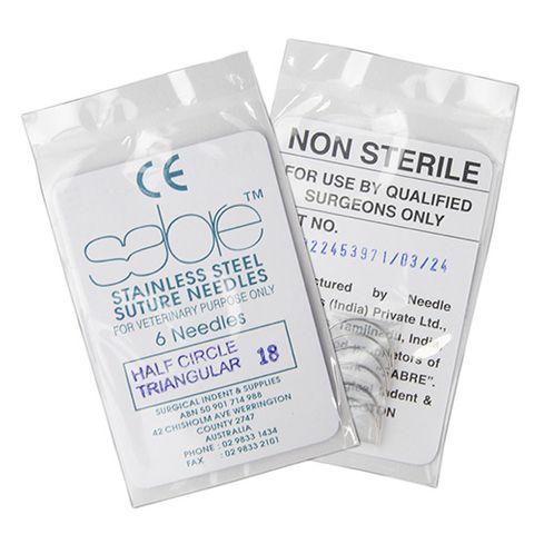 HALF CIRCLE TRIANGULAR SUTURE - SIZE 18 (103) - 6 PACK