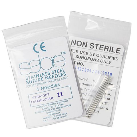 STRAIGHT TRIANGULAR SUTURE - SIZE 11 (104) - 6 PACK