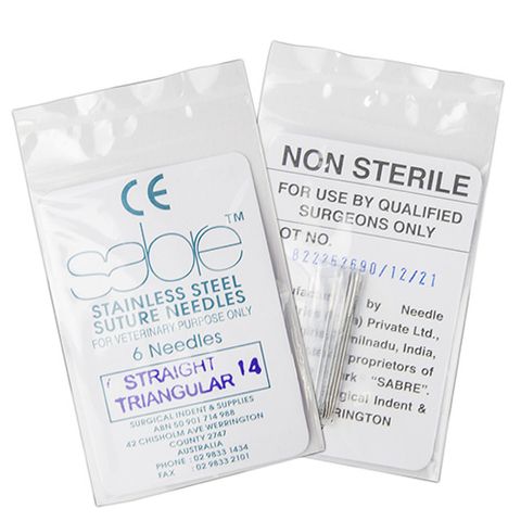 STRAIGHT TRIANGULAR SUTURE - SIZE 14 (104) - 6 PACK