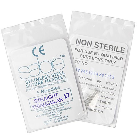 STRAIGHT TRIANGULAR SUTURE - SIZE 17 (104) - 6 PACK