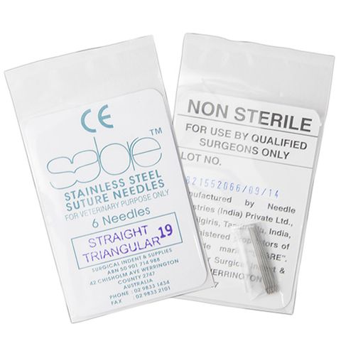 STRAIGHT TRIANGULAR SUTURE - SIZE 19 (104) - 6 PACK