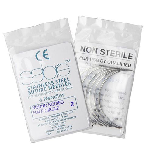 HALF CIRCLE ROUND BODY SUTURE - SIZE 2 (105) - 6 PACK