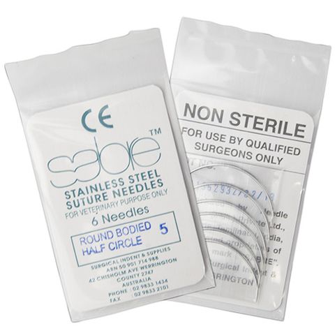 HALF CIRCLE ROUND BODY SUTURE - SIZE 5 (105) - 6 PACK