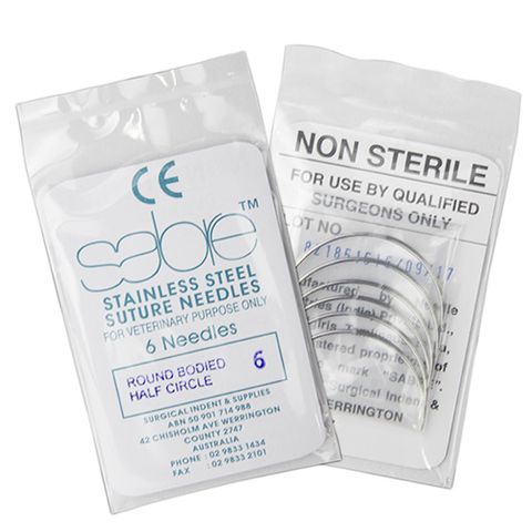 HALF CIRCLE ROUND BODY SUTURE - SIZE 6 (105) - 6 PACK