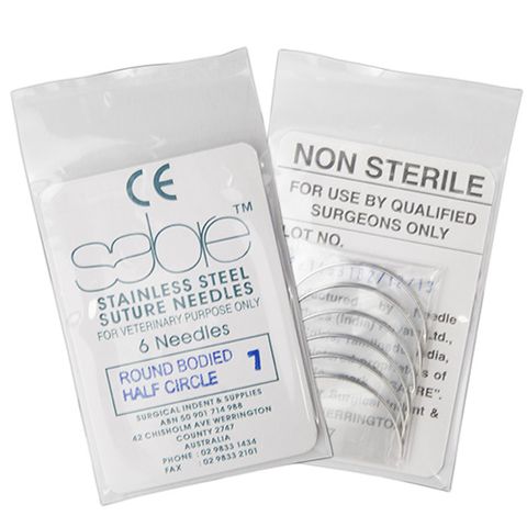 HALF CIRCLE ROUND BODY SUTURE - SIZE 7 (105) - 6 PACK