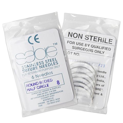 HALF CIRCLE ROUND BODY SUTURE - SIZE 8 (105) - 6 PACK