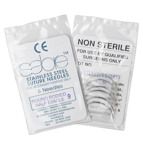 HALF CIRCLE ROUND BODY SUTURE - SIZE 9 (105) - 6 PACK