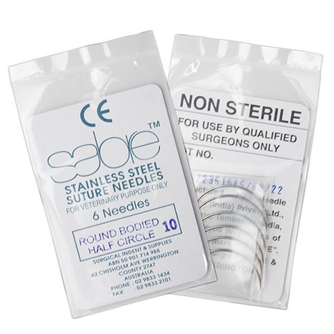 HALF CIRCLE ROUND BODY SUTURE - SIZE 10 (105) - 6 PACK