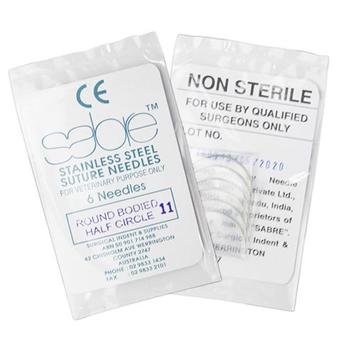 HALF CIRCLE ROUND BODY SUTURE - SIZE 11 (105) - 6 PACK