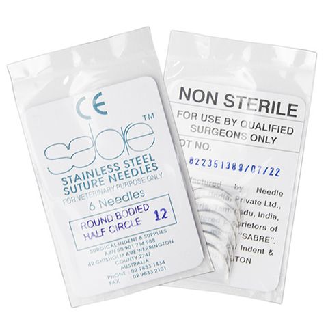 HALF CIRCLE ROUND BODY SUTURE - SIZE 12 (105) - 6 PACK