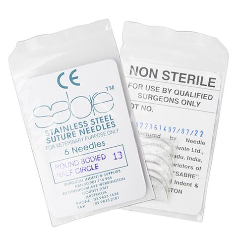 HALF CIRCLE ROUND BODY SUTURE - SIZE 13 (105) - 6 PACK