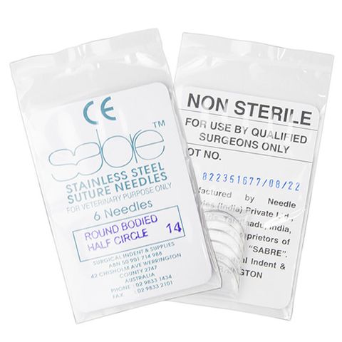 HALF CIRCLE ROUND BODY SUTURE - SIZE 14 (105) - 6 PACK