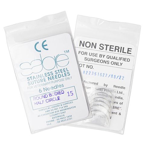 HALF CIRCLE ROUND BODY SUTURE - SIZE 15 (105) - 6 PACK