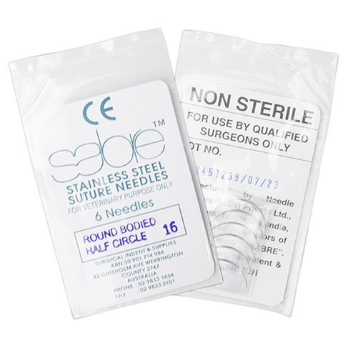 HALF CIRCLE ROUND BODY SUTURE - SIZE 16 (105) - 6 PACK