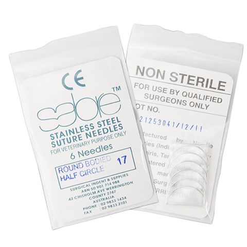 HALF CIRCLE ROUND BODY SUTURE - SIZE 17 (105) - 6 PACK