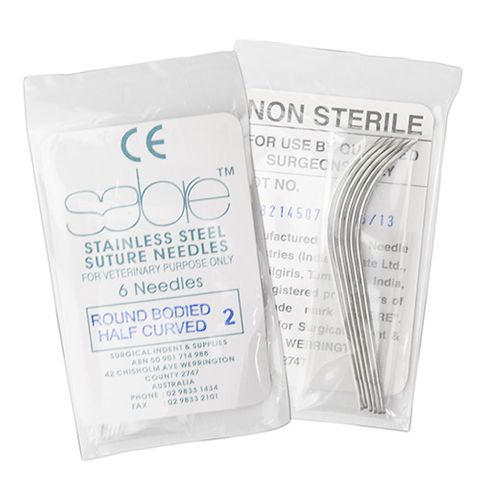 HALF CURVED ROUND BODY SUTURE - SIZE 2 (106B) - 6 PACK