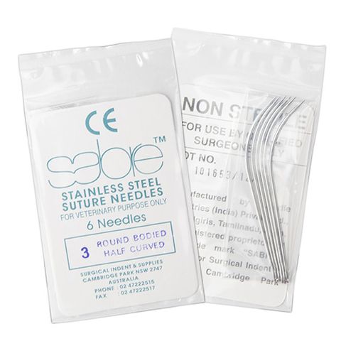 HALF CURVED ROUND BODY SUTURE - SIZE 3 (106B) - 6 PACK