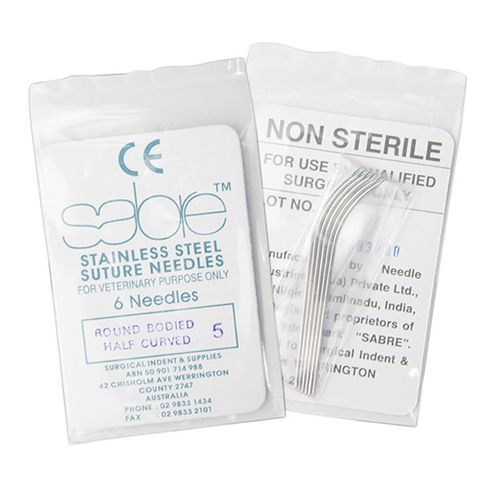 HALF CURVED ROUND BODY SUTURE - SIZE 5 (106B) - 6 PACK