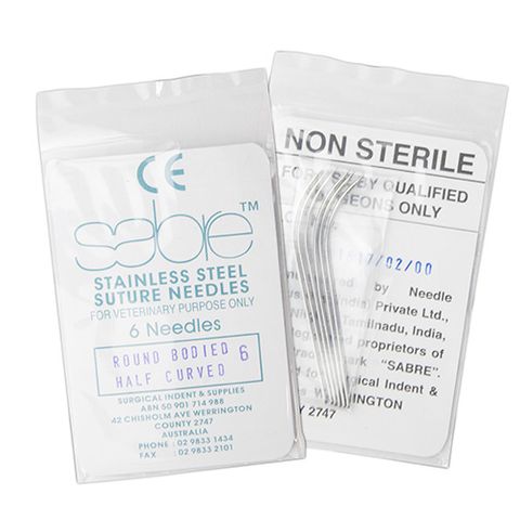 HALF CURVED ROUND BODY SUTURE - SIZE 6 (106B) - 6 PACK