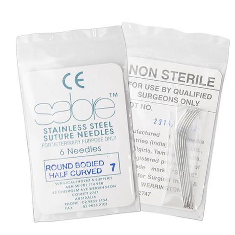 HALF CURVED ROUND BODY SUTURE - SIZE 7 (106B) - 6 PACK