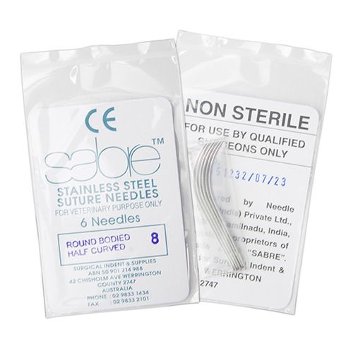 HALF CURVED ROUND BODY SUTURE - SIZE 8 (106B) - 6 PACK