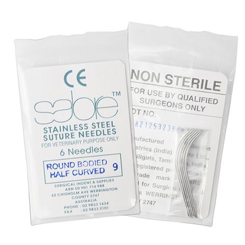 HALF CURVED ROUND BODY SUTURE - SIZE 9 (106B) - 6 PACK