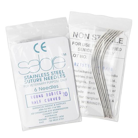 HALF CURVED ROUND BODY SUTURE - SIZE 10 (106B) - 6 PACK