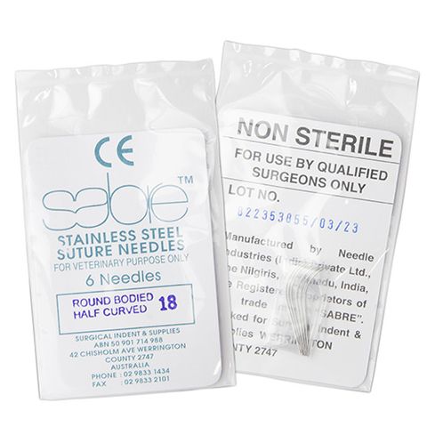 HALF CURVED ROUND BODY SUTURE - SIZE 18 (106B) - 6 PACK