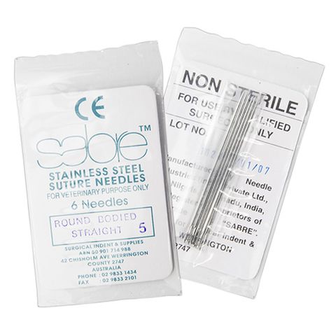 STRAIGHT ROUND BODY SUTURE - SIZE 5 (107) - 6 PACK