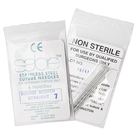 STRAIGHT ROUND BODY SUTURE - SIZE 7 (107) - 6 PACK