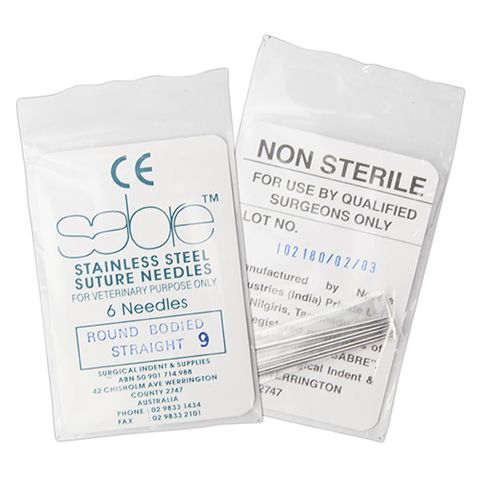 STRAIGHT ROUND BODY SUTURE - SIZE 9 (107) - 6 PACK