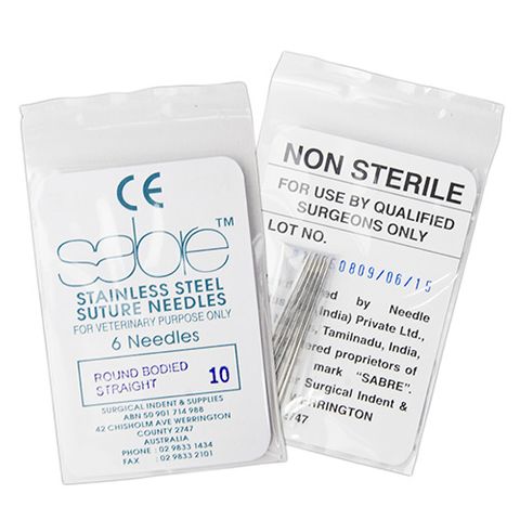 STRAIGHT ROUND BODY SUTURE - SIZE 10 (107) - 6 PACK