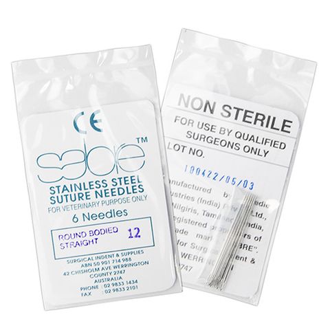 STRAIGHT ROUND BODY SUTURE - SIZE 12 (107) - 6 PACK