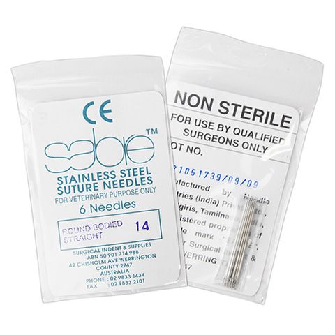 STRAIGHT ROUND BODY SUTURE - SIZE 14 (107) - 6 PACK