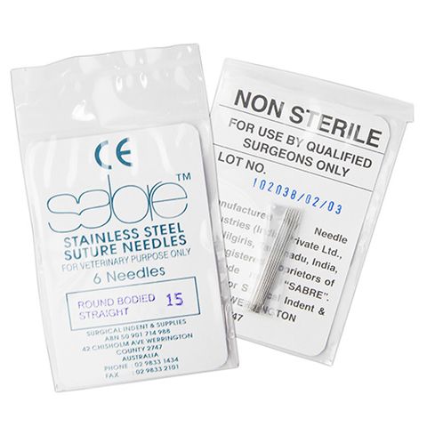 STRAIGHT ROUND BODY SUTURE - SIZE 15 (107) - 6 PACK