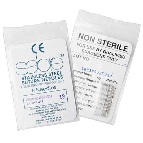 STRAIGHT ROUND BODY SUTURE - SIZE 18 (107) - 6 PACK