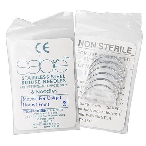 TAPER POINT SUTURE NEEDLE - SIZE 2 (108) - 6 PACK