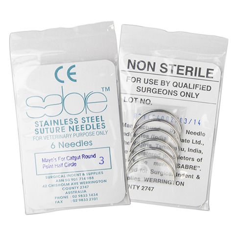 TAPER POINT SUTURE NEEDLE - SIZE 3 (108) - 6 PACK